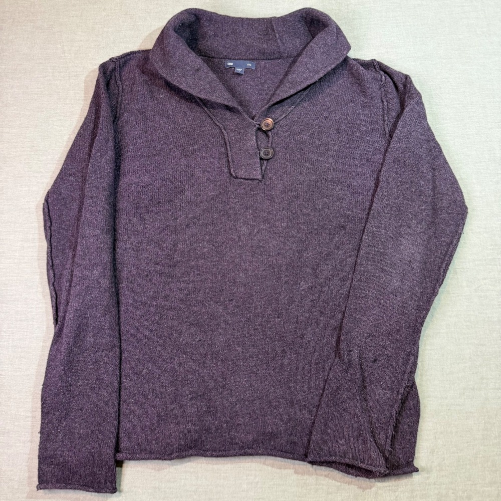 Gap Shawl Collar Sweater Womens Small Purple‎ Excellent Knit Button Pullover